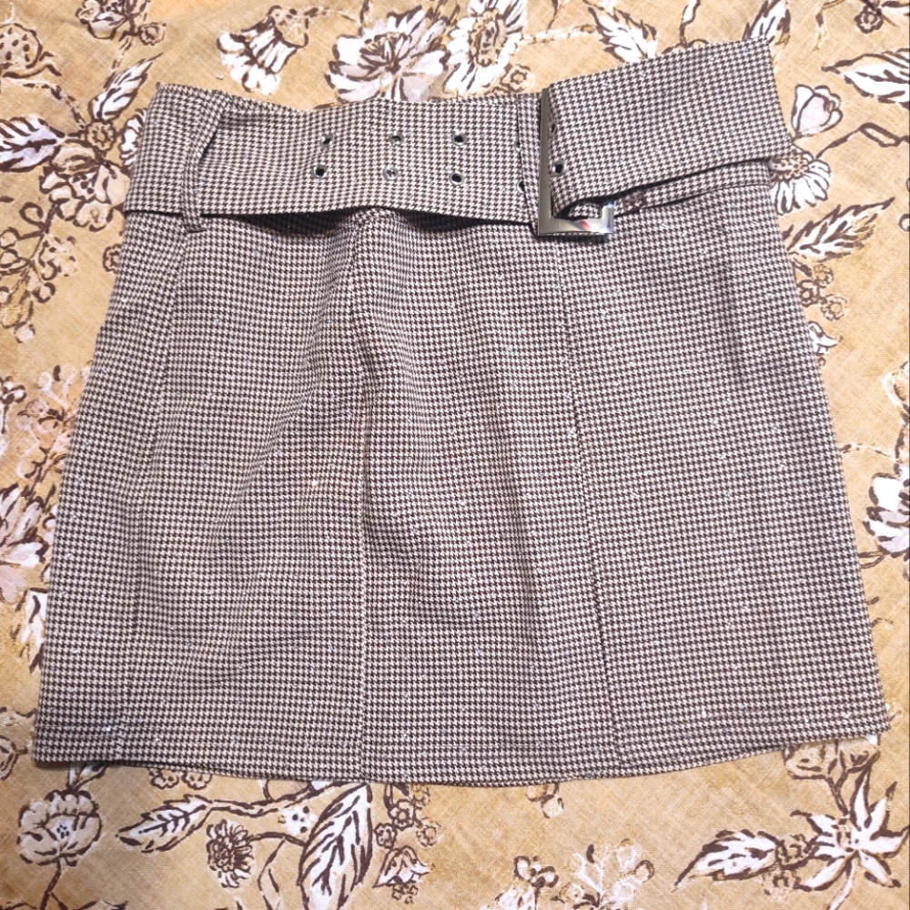 Lulu's rhinestone houndstooth mini skirt